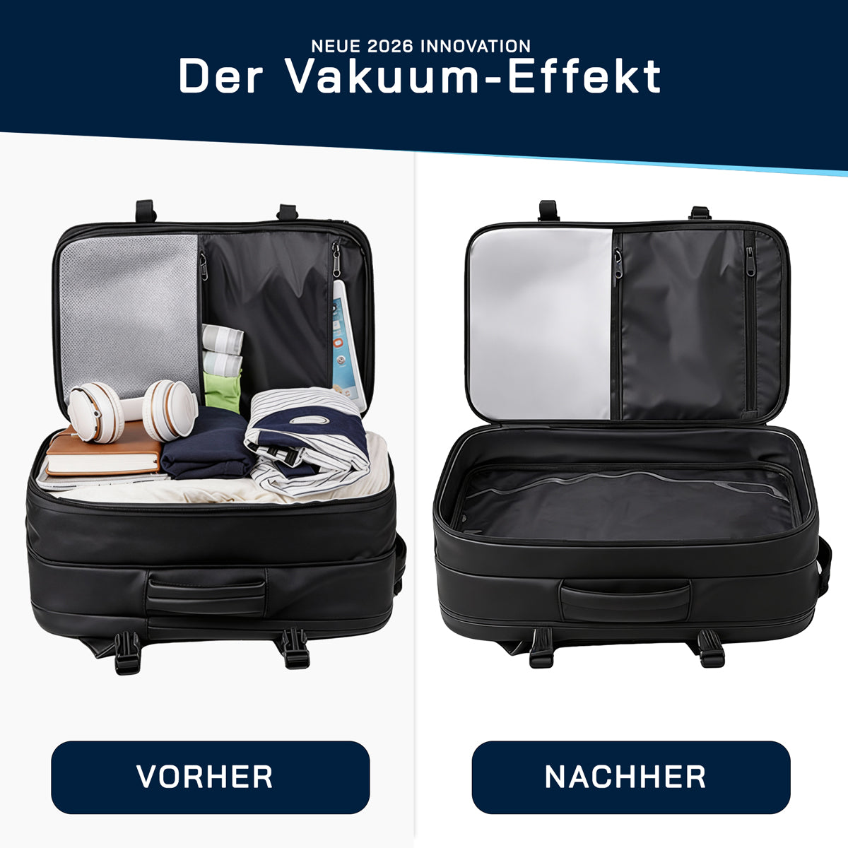 MaxedBags Vakuum-Kompressions-Rucksack 45L – Handgepäck 52×35×20 cm