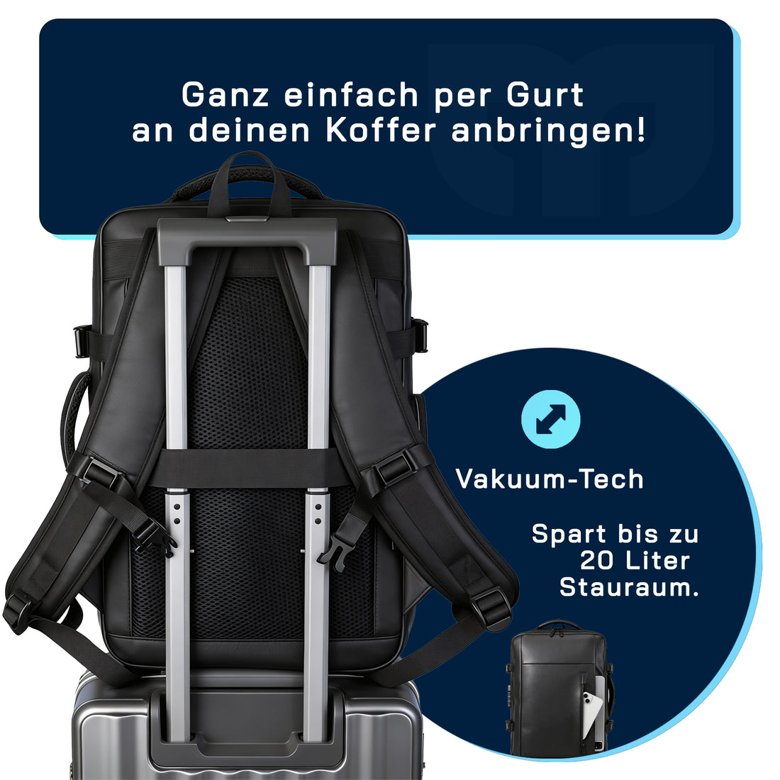 MaxedBags Vakuum-Kompressions-Rucksack 45L – Handgepäck 52×35×20 cm